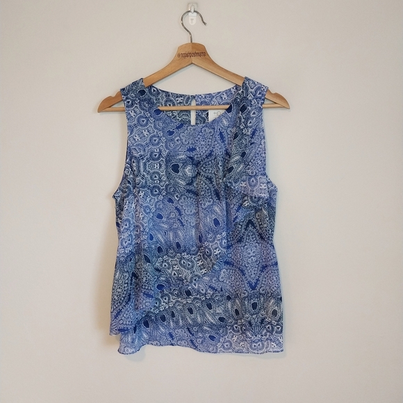 Anthropologie HD in Paris Sun Garden Tank Blue Paisley Size 6 - Picture 2 of 8